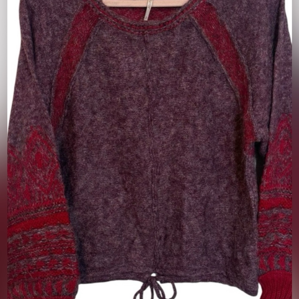 Free People Wool and Alpaca Blend Purple and Red Cropped Sweater❤️ - Picture 11 of 11